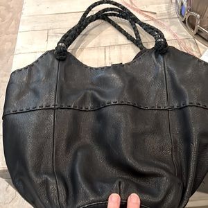 The sac black genuine leather bag euc